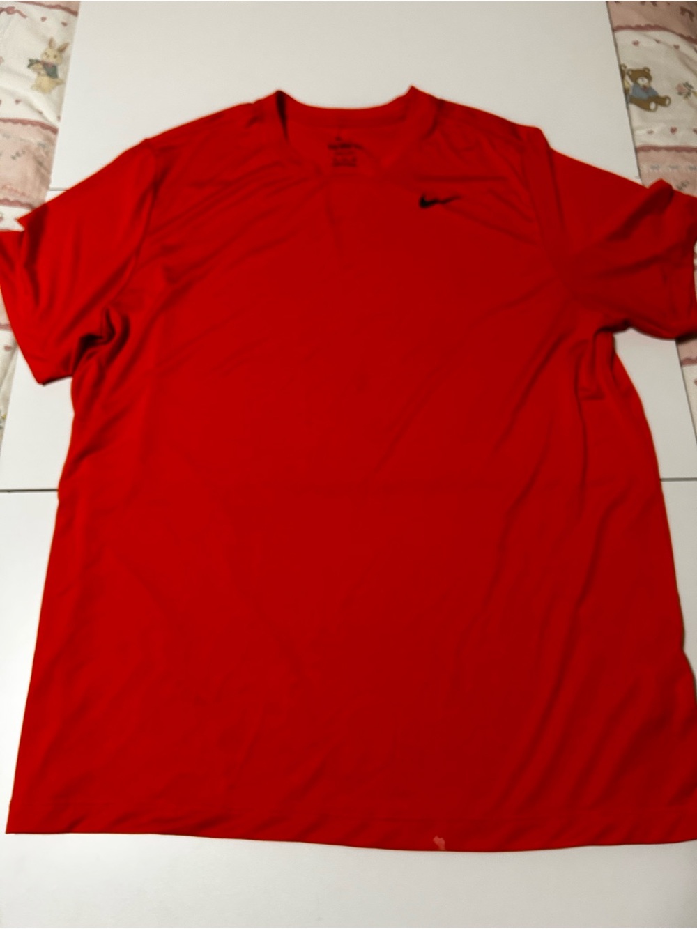 Nike Red Short-Sleeve Athletic Tee with Black Swoosh